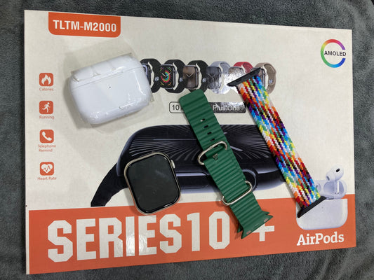 Series 10+ Smartwatch with Wireless Earbuds & 10 Strap Set - Apple Watch Style