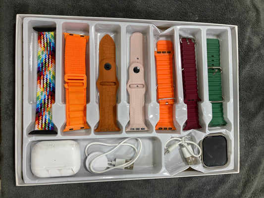 Series 10+ Smartwatch with Wireless Earbuds & 10 Strap Set - Apple Watch Style