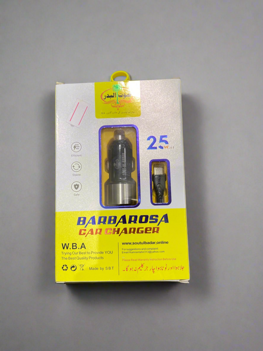 Barbarosa 25W Fast Car Charger with Type-C Cable